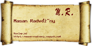 Masan Radvány névjegykártya